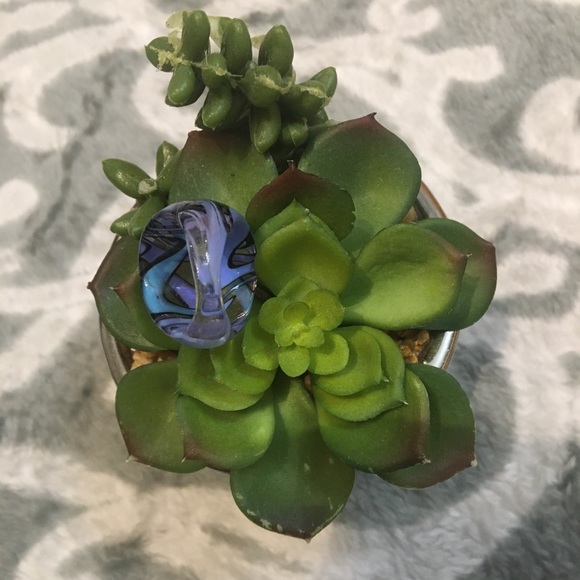 Purple Clear Blue Hippie Psychedelic Swirly Ring - Picture 3 of 3